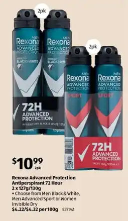 ALDI Rexona Advanced Protection Antiperspirant 72 Hour offer