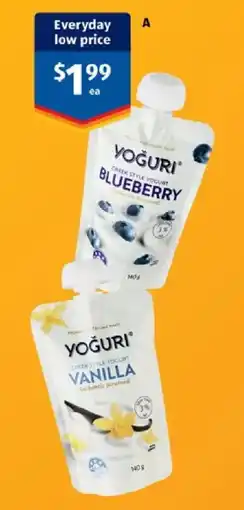 ALDI Yoguri Greek Style Yogurt Blueberry offer