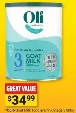 Cincotta Chemist Oli6 Goat Milk Toddler Drink Stage 3 offer