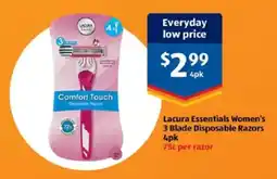 ALDI Lacura Essentials Women's 3 Blade Disposable Razors offer