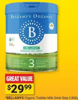 Cincotta Chemist Bellamys Organic Toddler Milk Drink Step 3 offer
