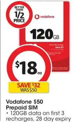 Coles Vodafone Prepaid SIM offer