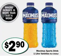 Friendly Grocer Maximus Sports Drink 1 Litre Varieties offer