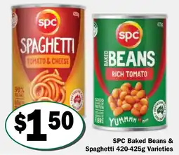 Friendly Grocer SPC Baked Beans & Spaghetti 420-425g Varieties offer