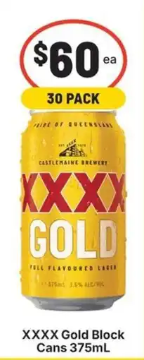 IGA Liquor XXXX Gold Block Cans offer