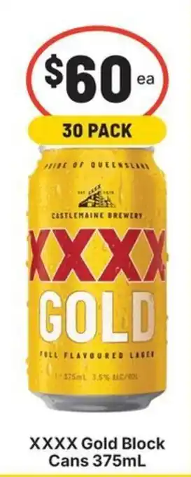 IGA Liquor XXXX Gold Block Cans offer