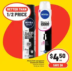 Supa Valu Nivea Anti-perspirant Deodorant offer