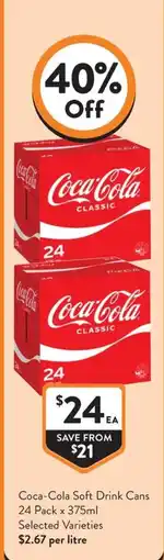 Foodworks Coca-Cola Soft Drink Cans offer