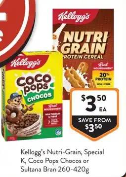 Foodworks Kellogg's Nutri-Grain, Special K, Coco Pops Chocos or Sultana Bran offer