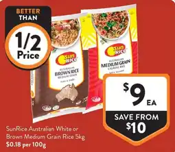 Foodworks SunRice Australian Brown Medium Grain Rice offer