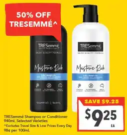 Supa Valu TRESemmé Shampoo or Conditioner 940mL Selected Varieties offer