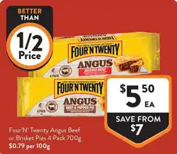 Foodworks Four'n'twenty Angus Beef or Brisket Pies offer