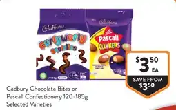 Foodworks Cadbury Chocolate Bites or Pascal Confectionery Selected Varieties offer
