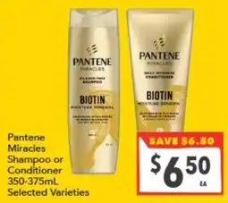 Supa Valu Pantene Miracles Shampoo or Conditioner offer
