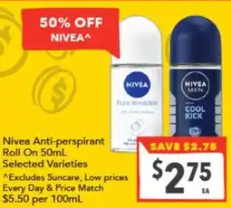 Supa Valu Nivea Anti-perspirant Roll On offer