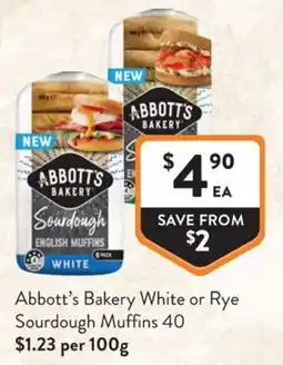 Foodworks Abbott's Bakery Sourdough English Muffins offer