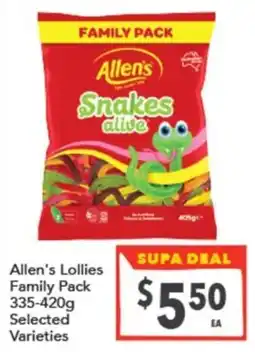Supa Valu Allen's Lollies Family Pack Selected Varieties offer