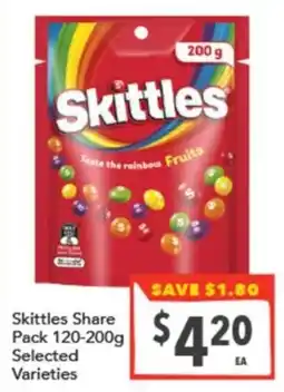 Supa Valu Skittles Share Pack Selected Varieties offer