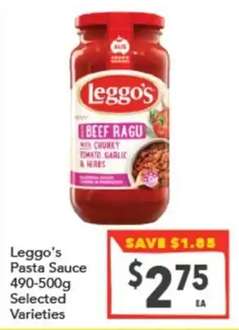 Supa Valu Leggo's Pasta Sauce offer