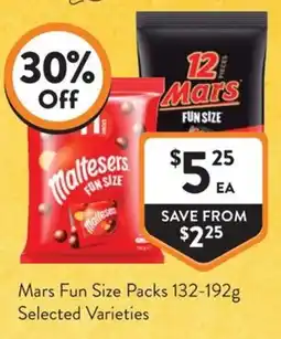 Foodworks Mars Fun Size Packs Selected Varieties offer