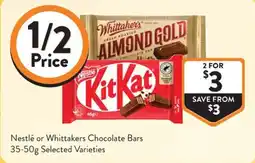Foodworks Nestlé or Whittakers Chocolate Bars offer