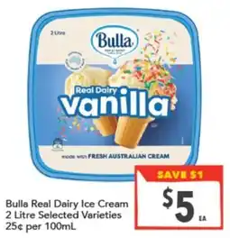 Supa Valu Bulla Real Dairy Ice Cream 2 Litre Selected Varieties offer