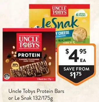 Foodworks Uncle Tobys Protein Bars or Le Snak offer