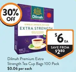 Foodworks Dilmah Premium Extra Strength Tea Cup Bags offer