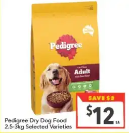 Supa Valu Pedigree Dry Dog Food 2.5-3kg Selected Varieties offer