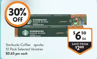 Foodworks Starbucks Coffee Capsules offer