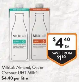Foodworks MilkLab Almond, Oat or Coconut UHT Milk offer