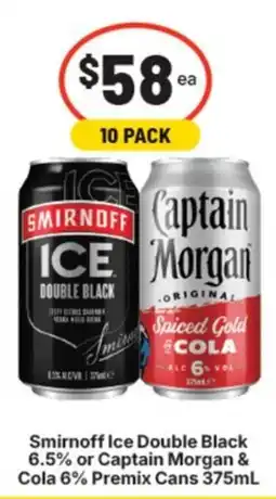 Supa Valu Smirnoff Ice Double Black & Captain Morgan Spiced Gold Cola offer