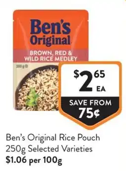 Foodworks Ben's Original Rice Pouch Selected Varieties offer
