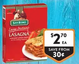 Foodworks San Remo Large Instant Lasagna offer
