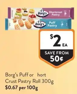 Foodworks Borg's Puff or Shortcrust Pastry Roll offer