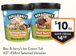 Foodworks Ben & Jerry's Ice Cream Tub offer