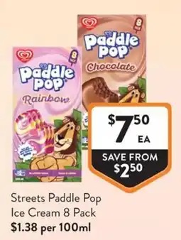 Foodworks Streets Paddle Pop Ice Cream 8 Pack offer