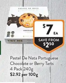 Foodworks Pastel De Nata Portuguese Chocolate or Berry Tarts offer