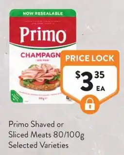 Foodworks Primo Shaved or Sliced Meats offer