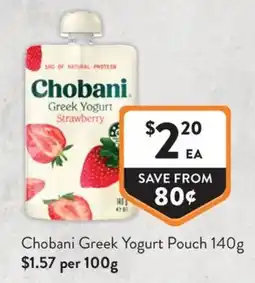 Foodworks Chobani Greek Yogurt Pouch offer