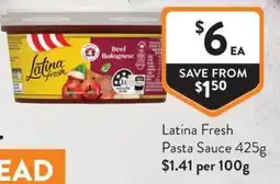 Foodworks Latina Fresh Pasta Sauce offer