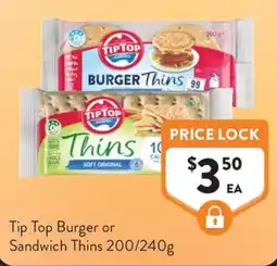 Foodworks Tip Top Burger or Sandwich Thins offer