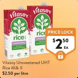Foodworks Vitasoy Unsweetened UHT Rice Milk offer