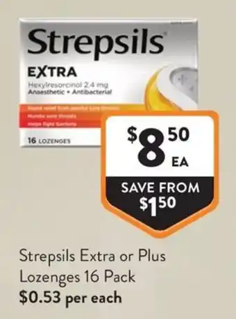 Foodworks Strepsils Extra or Plus Lozenges offer