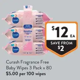 Foodworks Curash Fragrance Free Baby Wipes offer