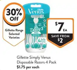 Foodworks Gillette Simply Venus Disposable Razors offer