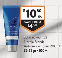 Foodworks Schwarzkopf C3 Nordic Blonde Anti-Yellow Toner offer