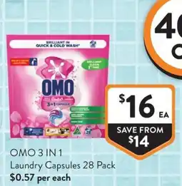 Foodworks OMO 3 IN 1 Laundry Capsules offer