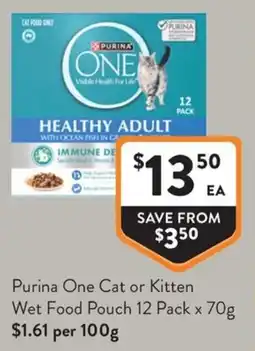 Foodworks Purina One Cat or Kitten Wet Food Pouch offer