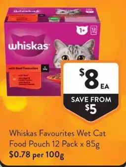 Foodworks Whiskas Favourites Wet Cat Food Pouch offer